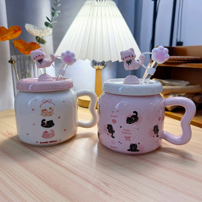 Cute cat-shaped straw mug